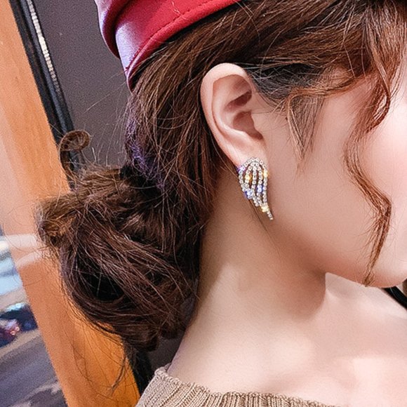 💕Last one 💙Rhinestones Wing Earrings Bird Angele - Picture 5 of 6